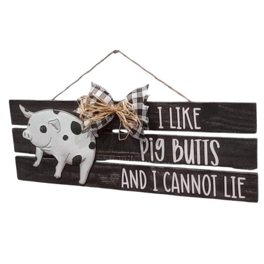 3D Metal Pig Farmhouse Sign – Wood Slat Fence Design – Country Pig Wall Hanger – Indoor Use