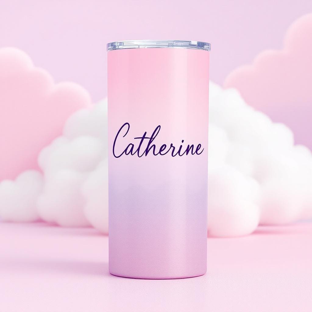 Custom 20oz Skinny Stainless Steel Tumbler – Personalized Travel Cup with Straw, Lid & Gift Box with Bow