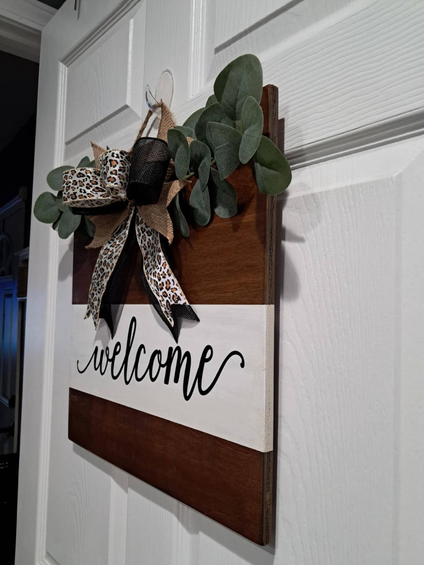 Welcome Door Hanger – Rustic Wood Sign – Front Door Decor – Made to Order – Bow & Jute Hanger Included – Optional Greenery Add-On