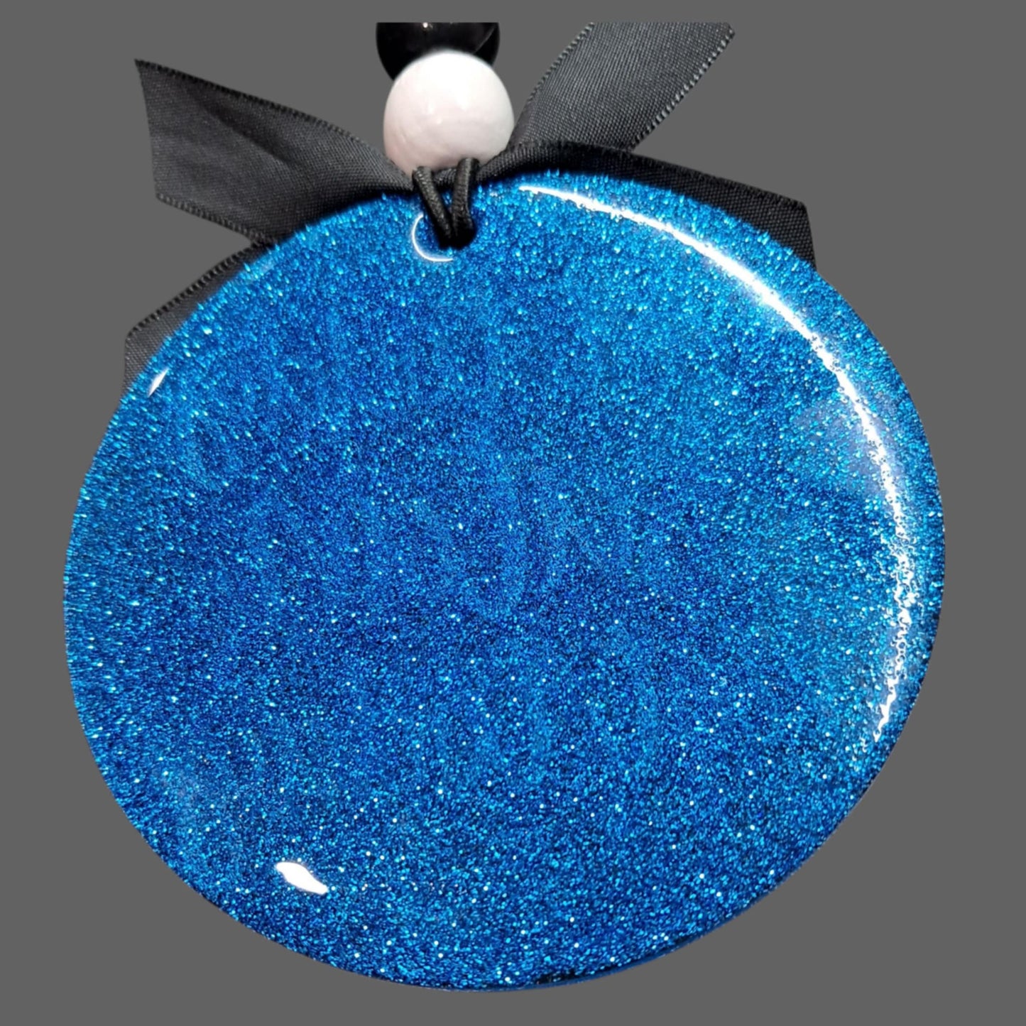 3.5" Acrylic Car Charm – Blue Glitter with “Not Today Satan” Quote