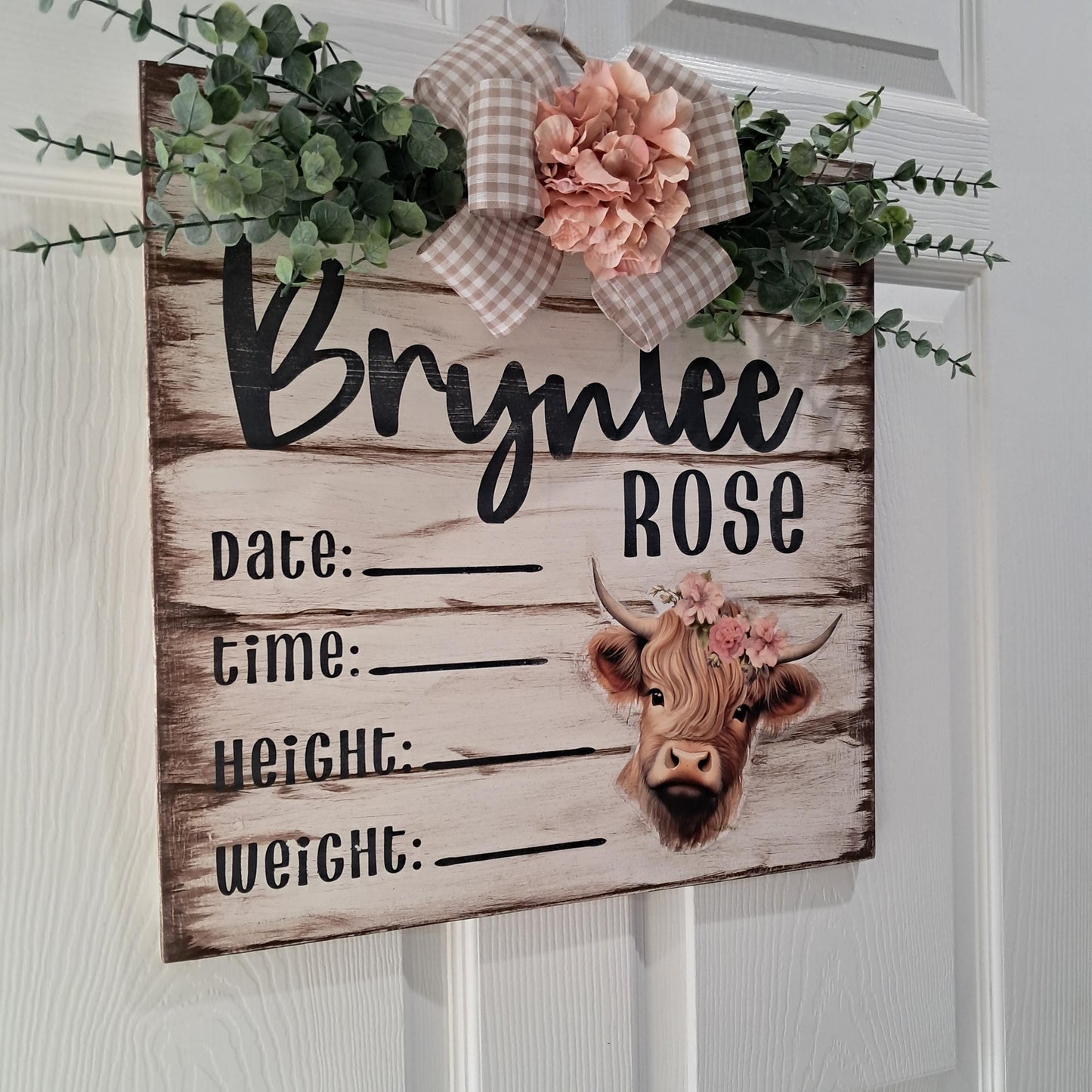 Custom Birth Announcement Hospital Door Hanger | Welcome Sign | Personalized Baby Shower Gift | Birth Stats Sign | Square Welcome Sign