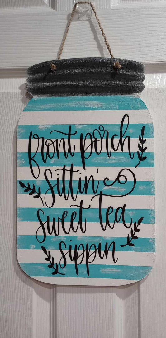 Hand Painted Mason Jar Sign – Custom Colors & Wording – Indoor/Outdoor Wood Decor