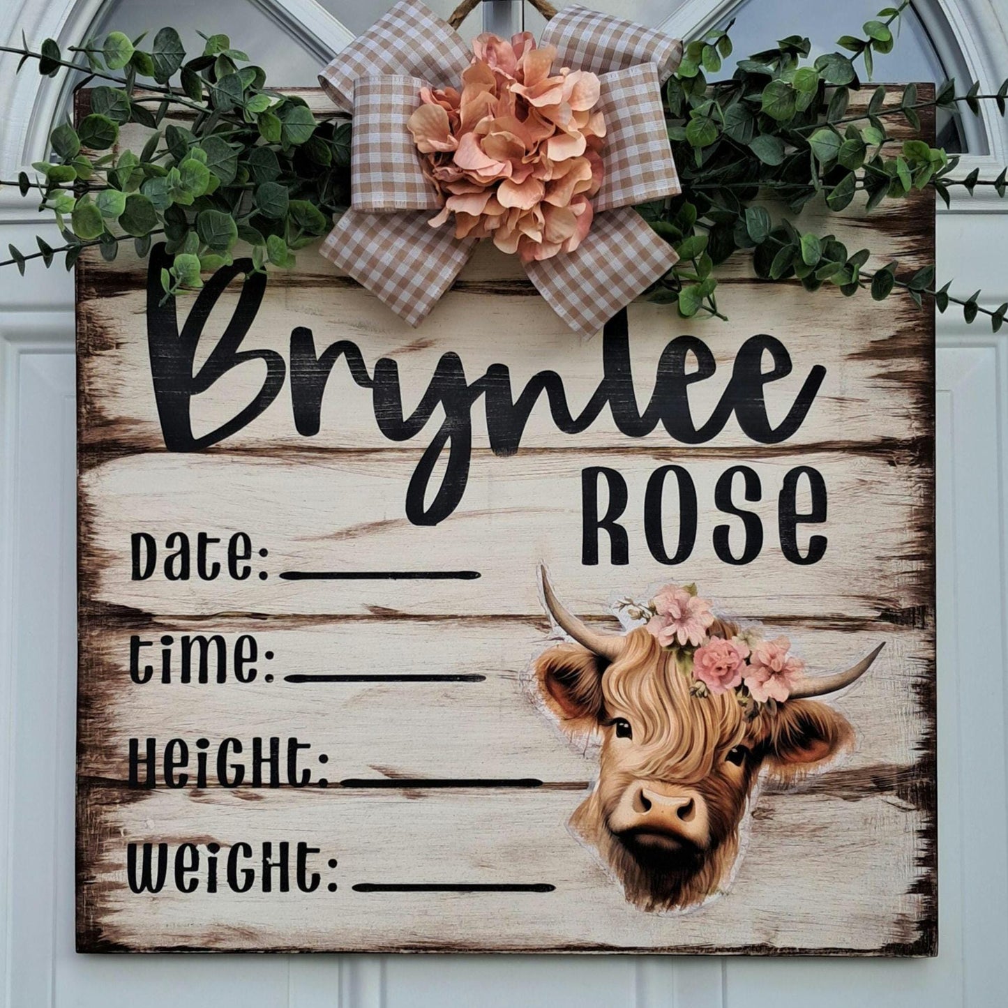 Custom Birth Announcement Hospital Door Hanger | Welcome Sign | Personalized Baby Shower Gift | Birth Stats Sign | Square Welcome Sign