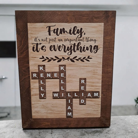 Personalized Scrabble Family Name Frame – Custom Birch Wood Sign – Multiple Sizes – Unique Family Gift – Meaningful Keepsake
