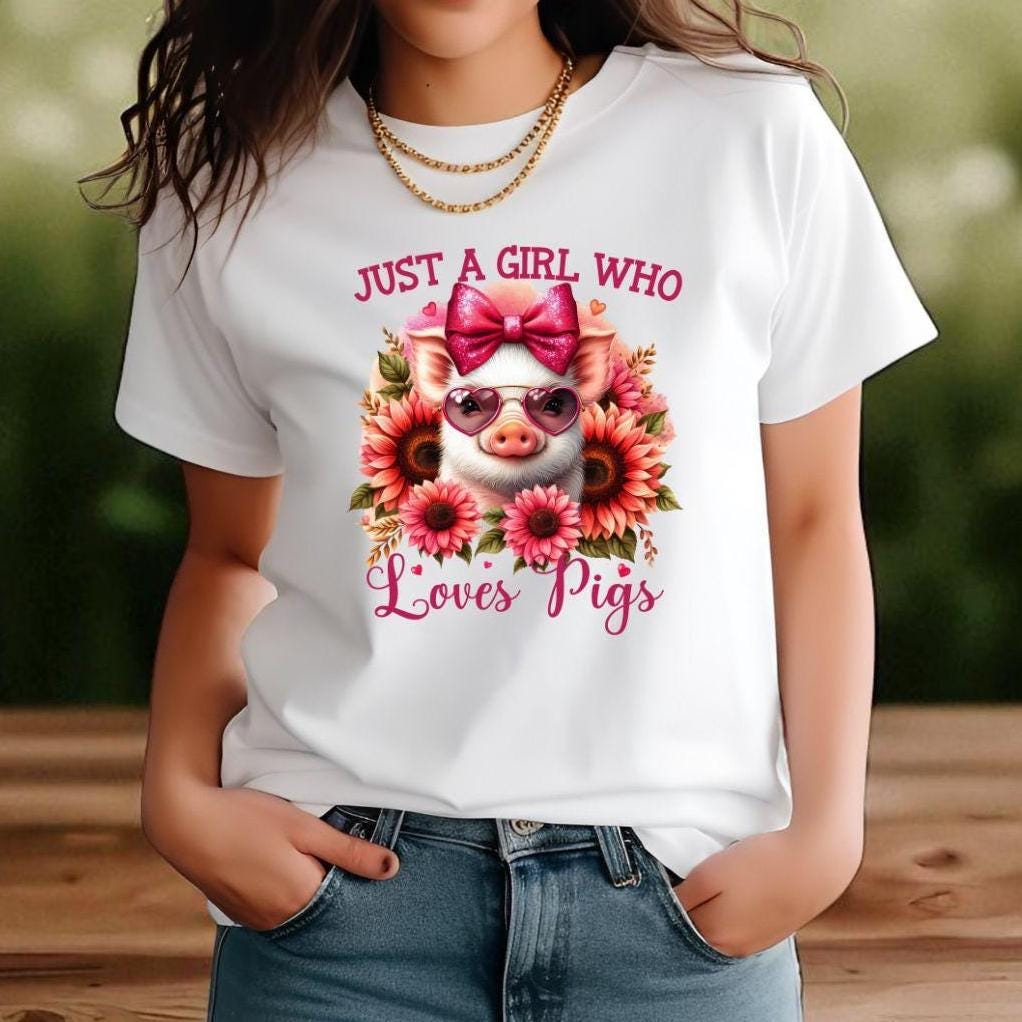 Just a Girl Who Loves Pigs T-Shirt | Cute Floral Pig Design | Unisex Fit