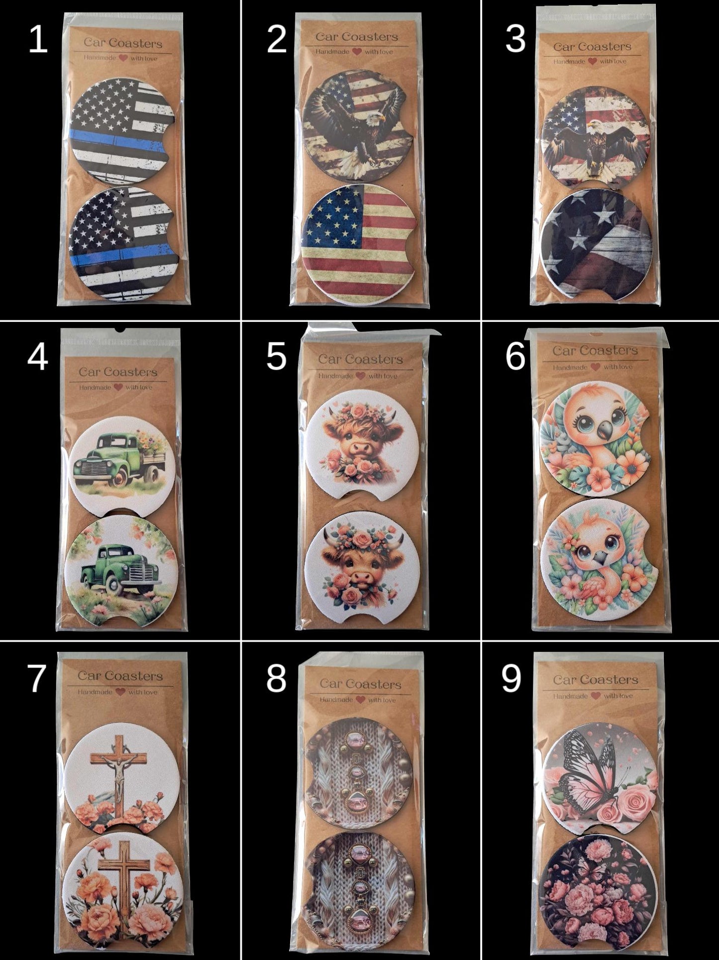 Custom Neoprene Car Coasters | Set of 2 | Personalized Cup Holder Coasters | Bundle Discounts