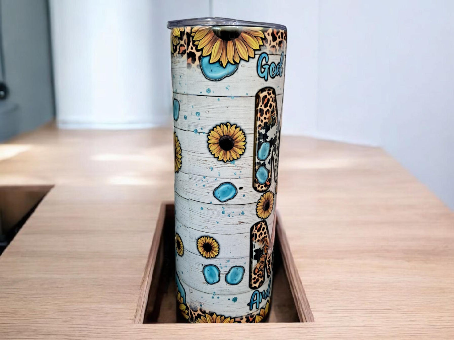 20oz Skinny Tumbler | God Gifted Me Two Titles, Mom and Mimi | Stainless Steel Insulated with Straw & Brush | Perfect Gift for Moms & Grandmas