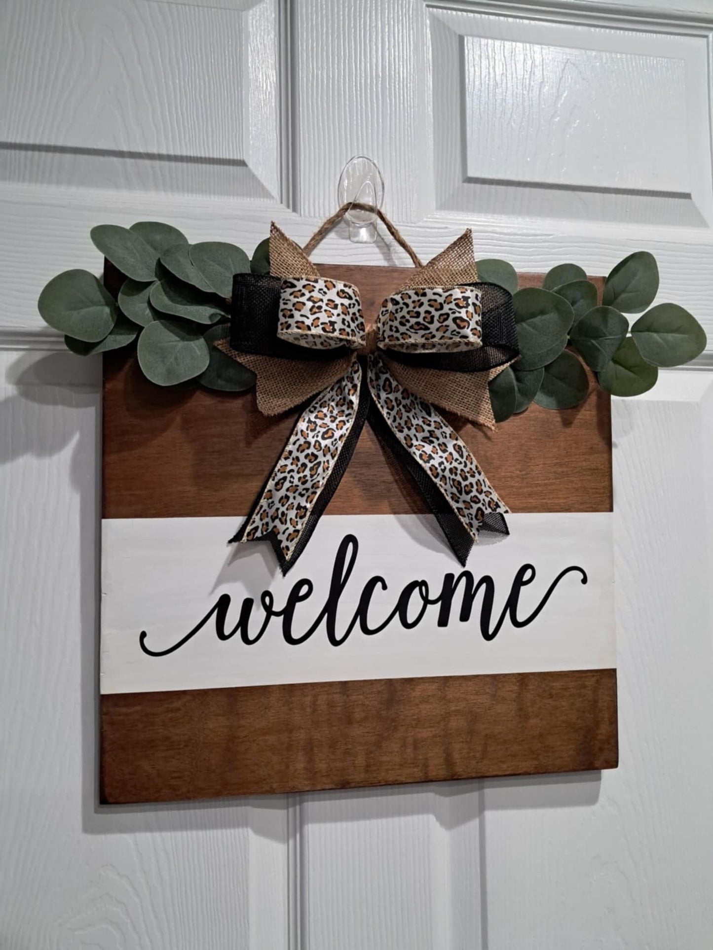 Welcome Door Hanger – Rustic Wood Sign – Front Door Decor – Made to Order – Bow & Jute Hanger Included – Optional Greenery Add-On