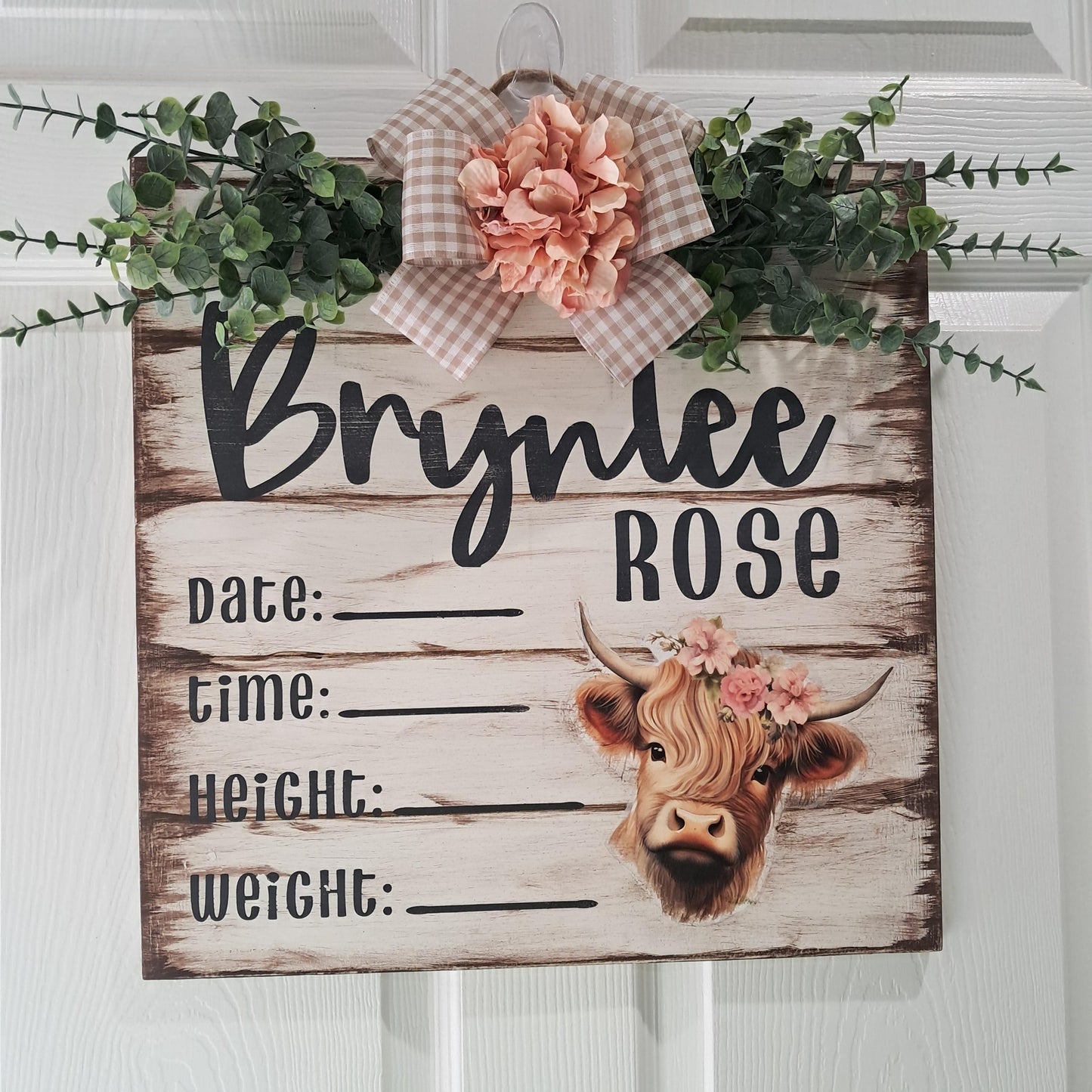Custom Birth Announcement Hospital Door Hanger | Welcome Sign | Personalized Baby Shower Gift | Birth Stats Sign | Square Welcome Sign
