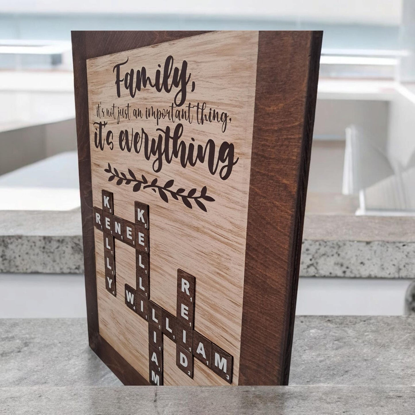 Personalized Scrabble Family Name Frame – Custom Birch Wood Sign – Multiple Sizes – Unique Family Gift – Meaningful Keepsake