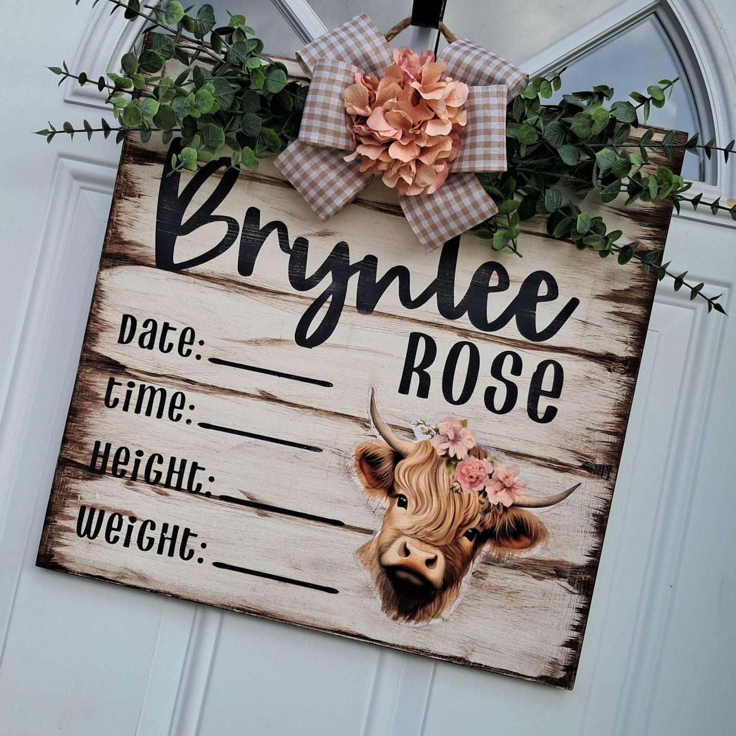 Custom Birth Announcement Hospital Door Hanger | Welcome Sign | Personalized Baby Shower Gift | Birth Stats Sign | Square Welcome Sign