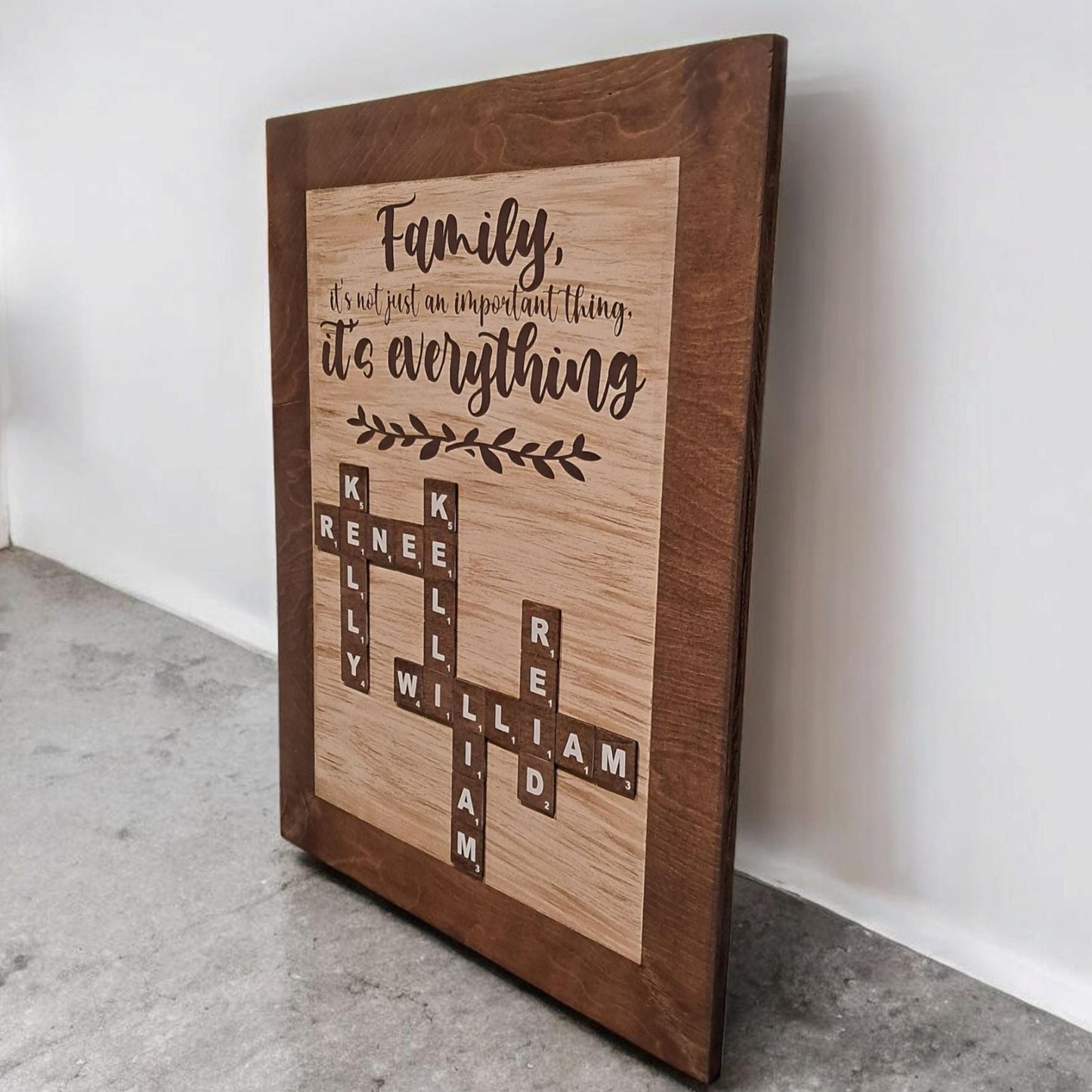 Personalized Scrabble Family Name Frame – Custom Birch Wood Sign – Multiple Sizes – Unique Family Gift – Meaningful Keepsake