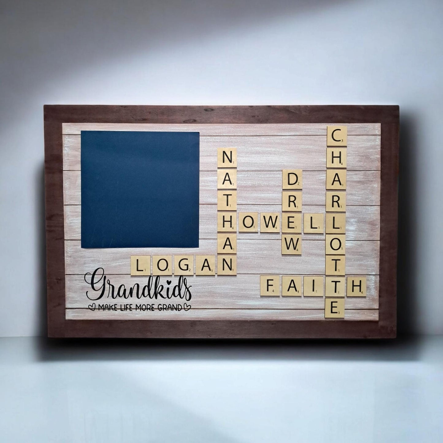 Personalized Scrabble Family Name Frame – Custom Birch Wood Sign – Multiple Sizes – Unique Family Gift – Meaningful Keepsake