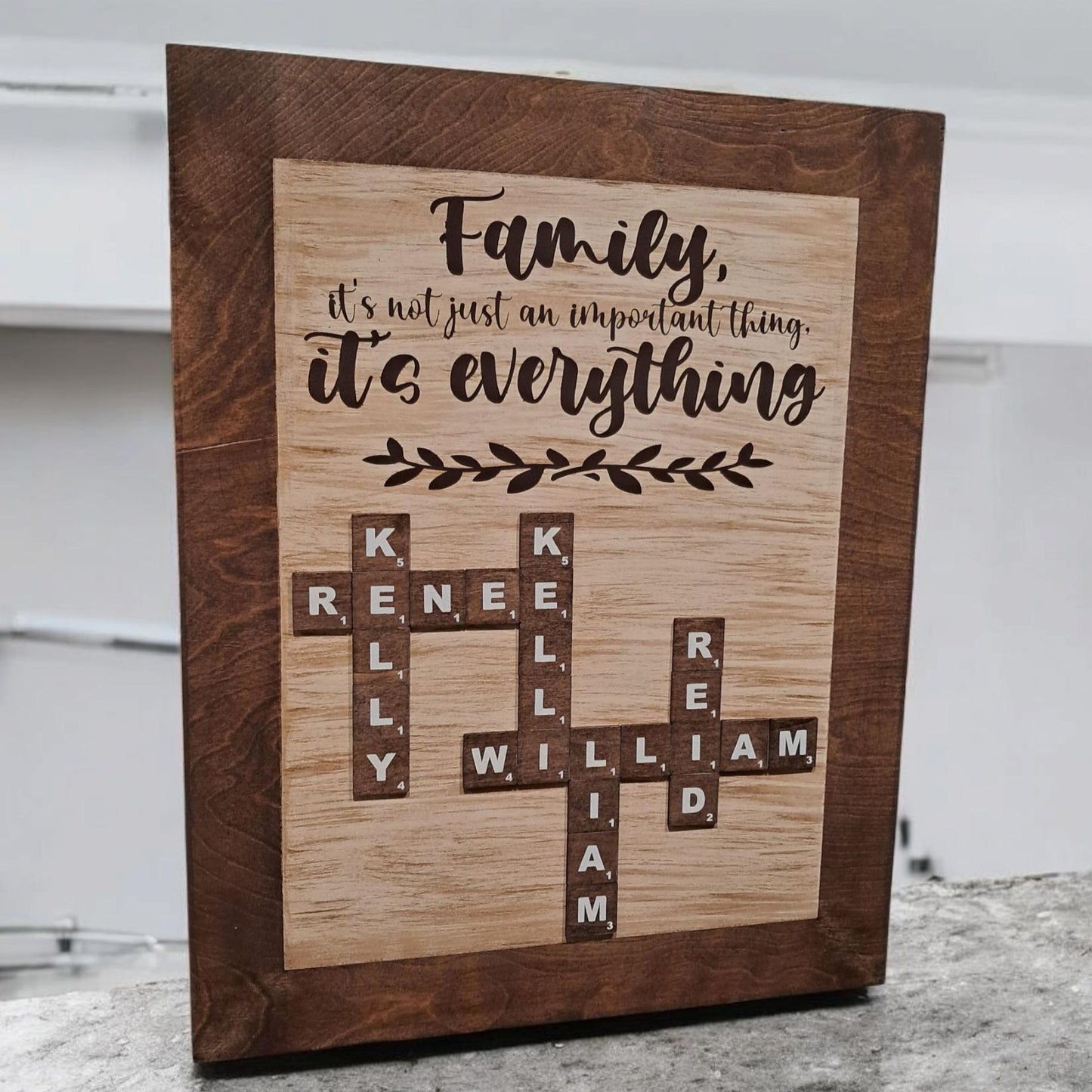Personalized Scrabble Family Name Frame – Custom Birch Wood Sign – Multiple Sizes – Unique Family Gift – Meaningful Keepsake