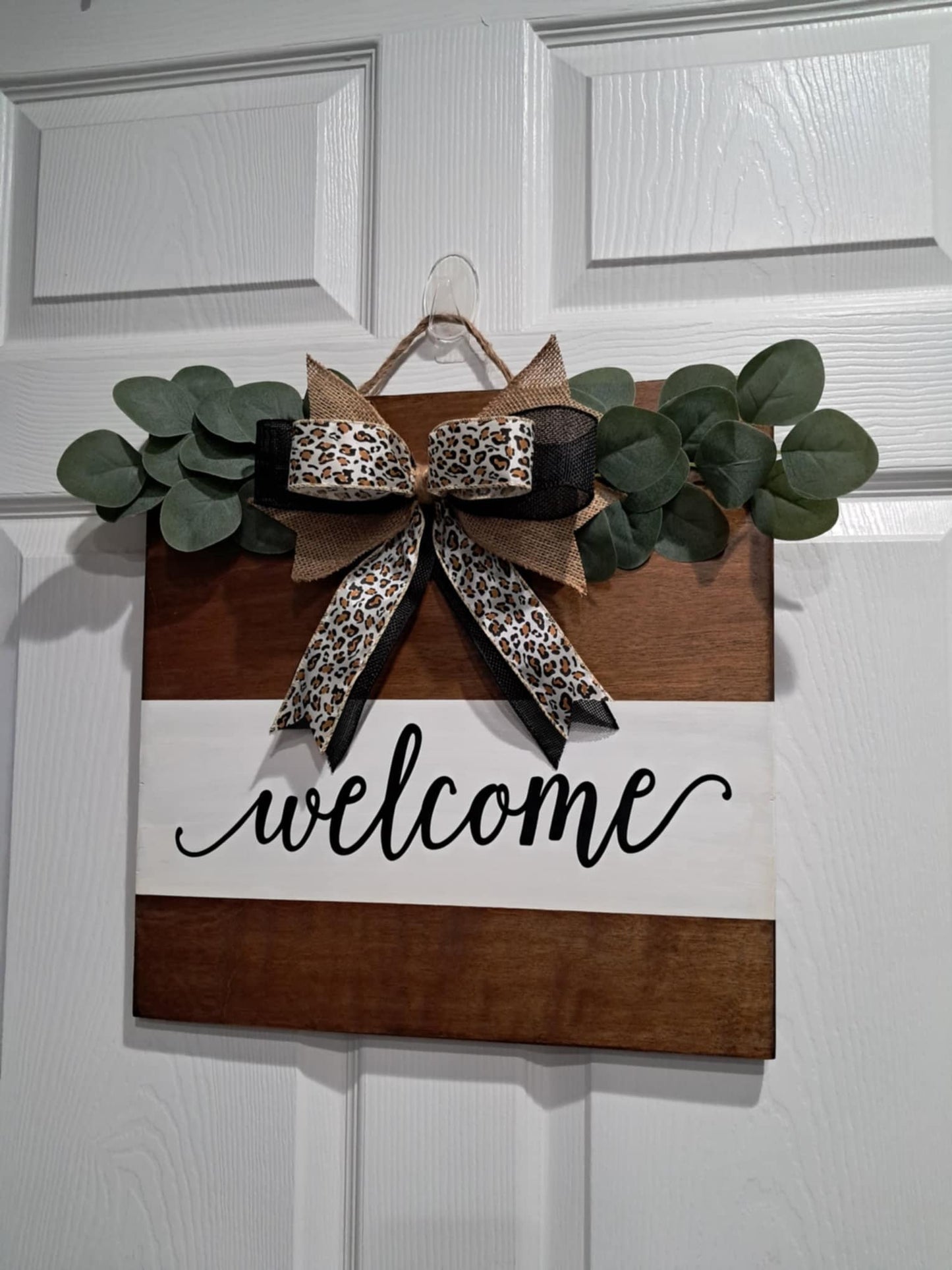 Welcome Door Hanger – Rustic Wood Sign – Front Door Decor – Made to Order – Bow & Jute Hanger Included – Optional Greenery Add-On