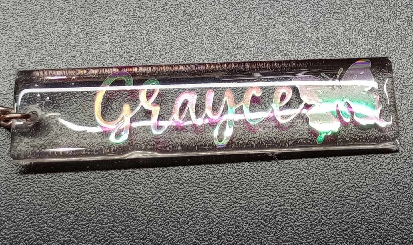 Custom Name Keychain with Tassel – Personalized Acrylic Initial Key Ring