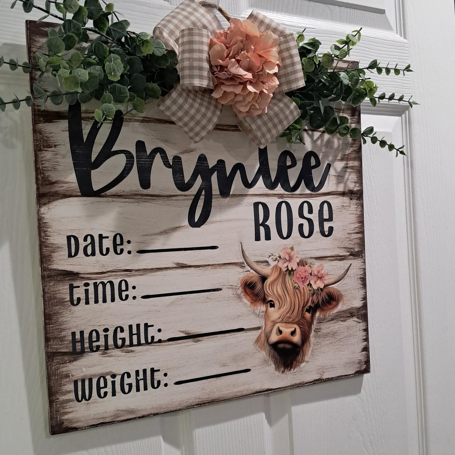 Custom Birth Announcement Hospital Door Hanger | Welcome Sign | Personalized Baby Shower Gift | Birth Stats Sign | Square Welcome Sign