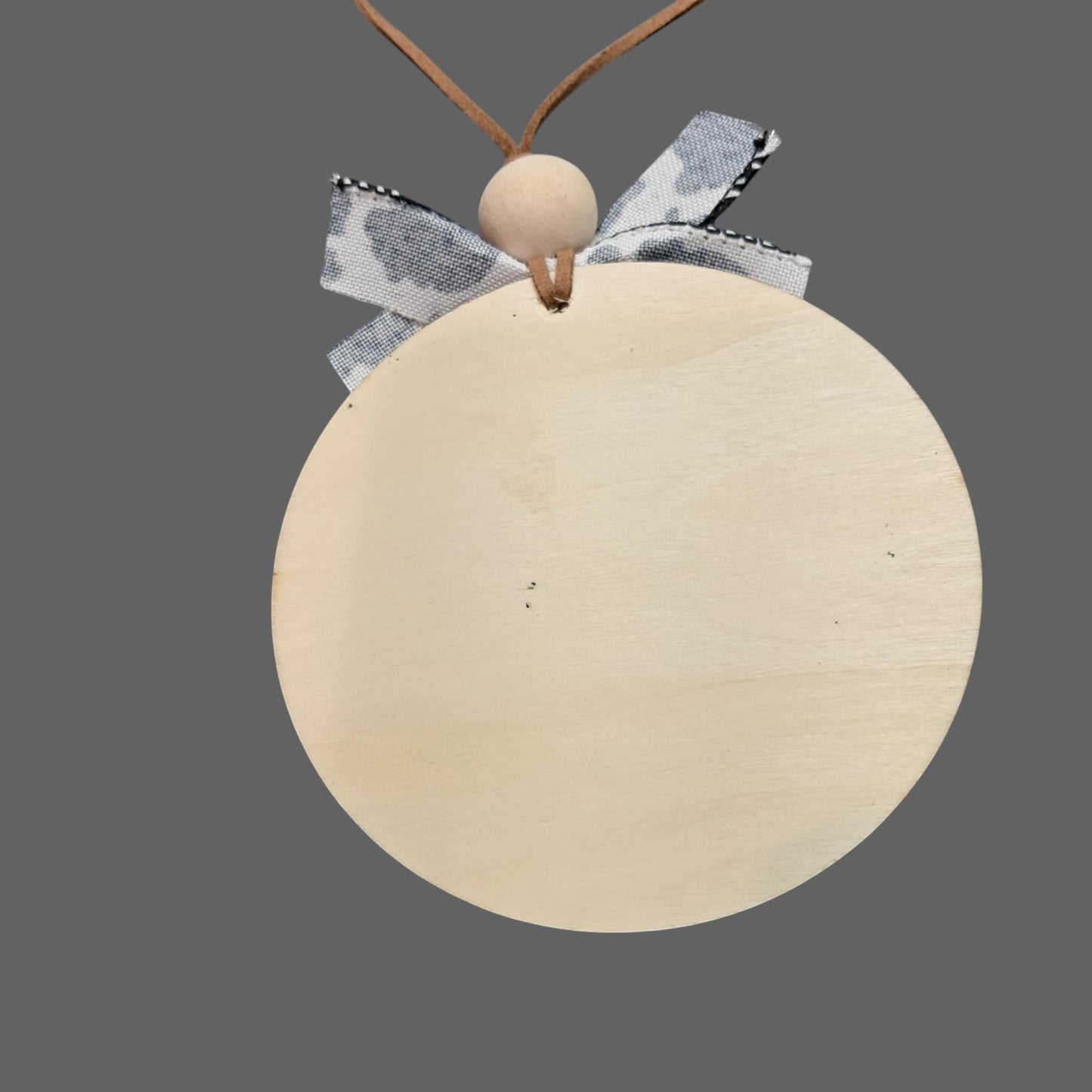 Hanging With My Heifers Car Mirror Charm – Round Wood with Cow Print Bow