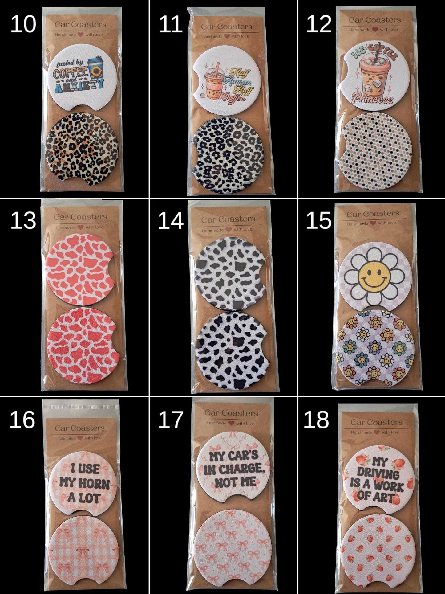 Custom Neoprene Car Coasters | Set of 2 | Personalized Cup Holder Coasters | Bundle Discounts