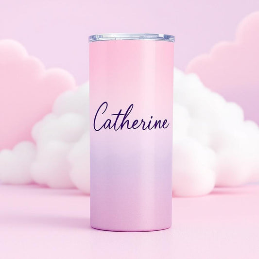 Custom 20oz Skinny Stainless Steel Tumbler – Personalized Travel Cup with Straw, Lid & Gift Box with Bow