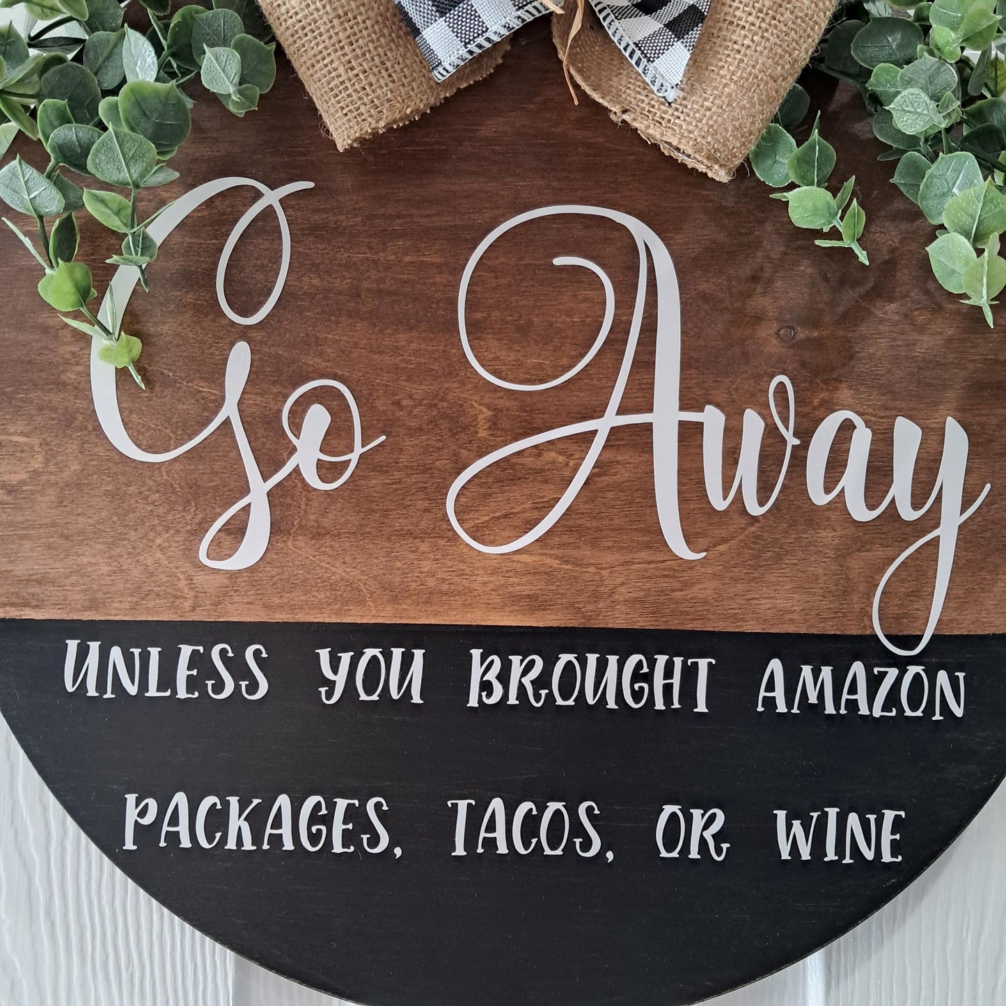 Funny “Go Away” Door Hanger – Rustic Wooden Sign – One-of-a-Kind Front Door Decor – Handmade Sign