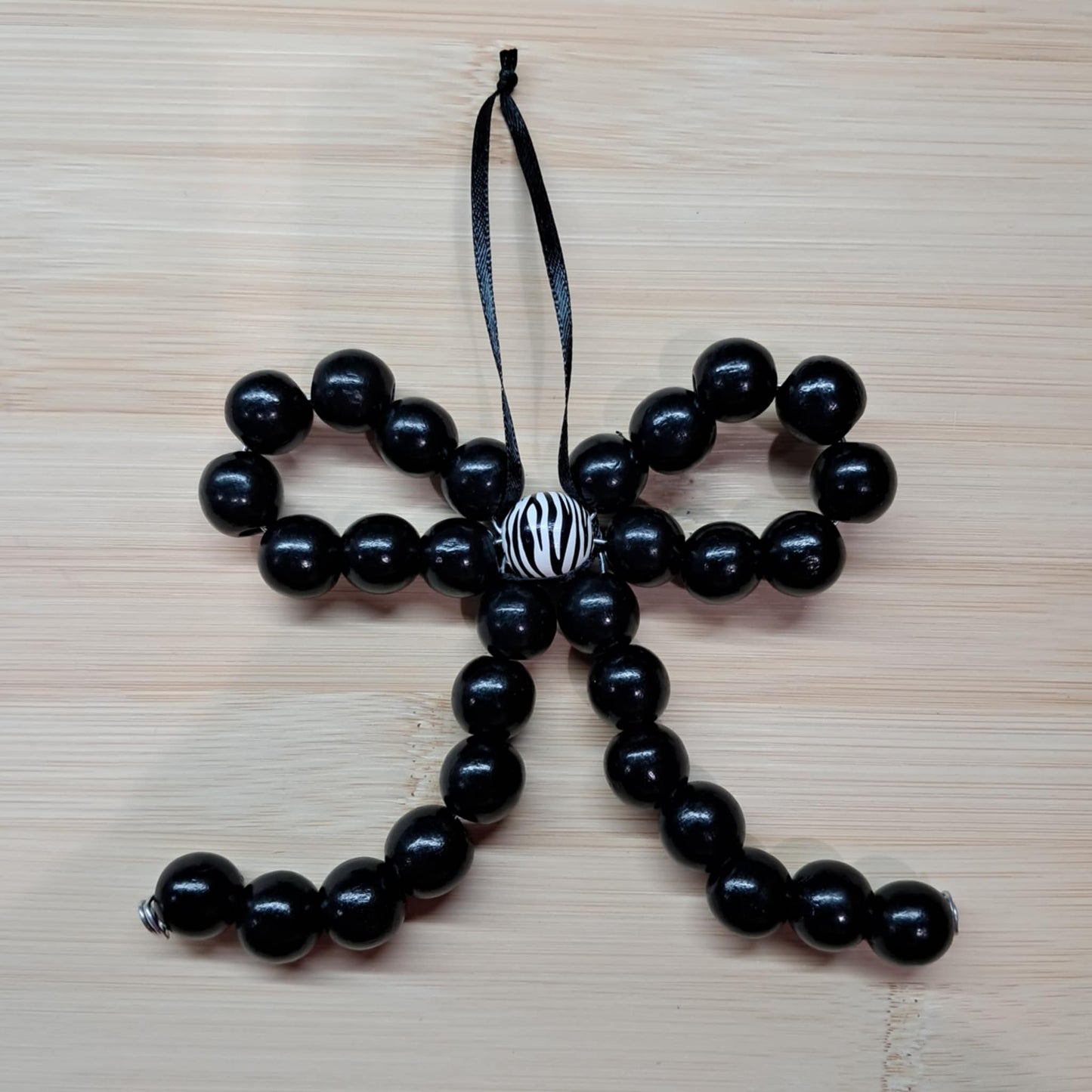 Wood Bead Bow Ornament – Handmade Farmhouse Christmas Decor