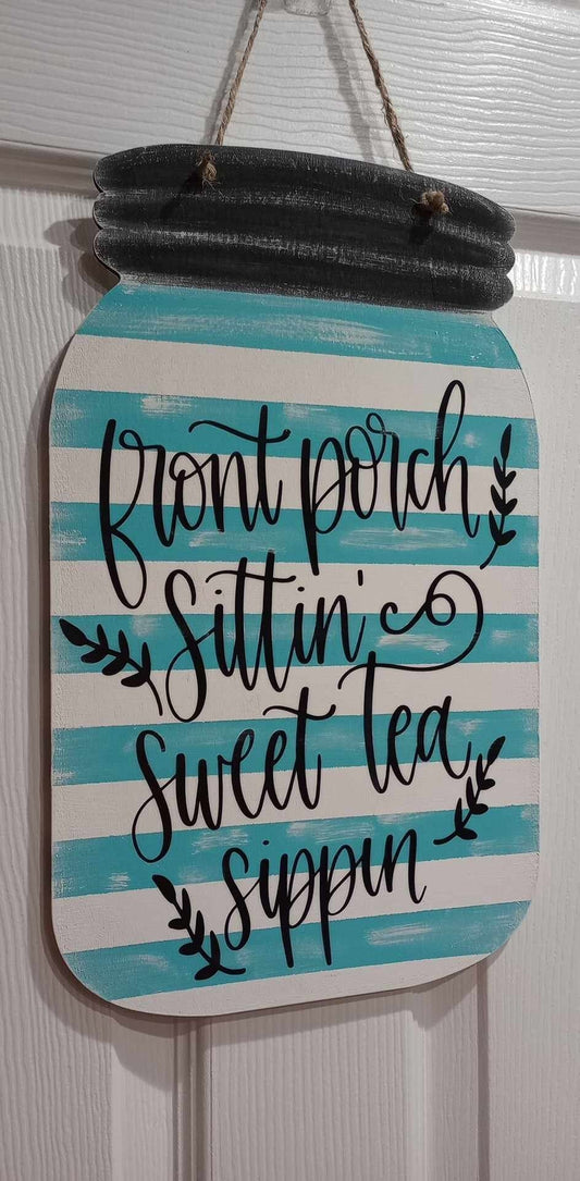 Hand Painted Mason Jar Sign – Custom Colors & Wording – Indoor/Outdoor Wood Decor