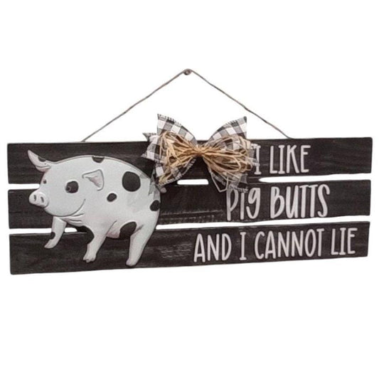 3D Metal Pig Farmhouse Sign – Wood Slat Fence Design – Country Pig Wall Hanger – Indoor Use
