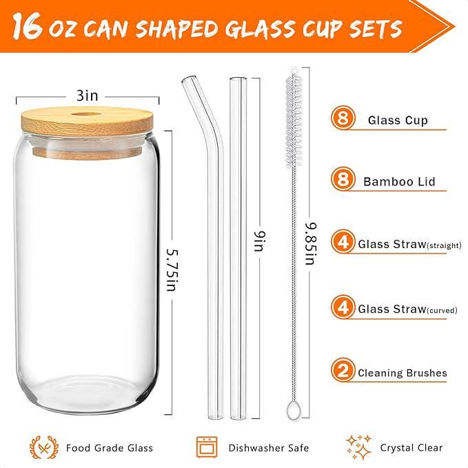 Personalized Name Iced Coffee Cup – Custom Clear Glass Tumbler with Bamboo Lid & Straw