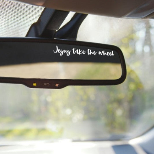 Jesus Take the Wheel Decal, Christian Car Sticker, Rear View Mirror Vinyl, Funny Faith Decal, Bible Verse Gift, Scripture Car Accessory