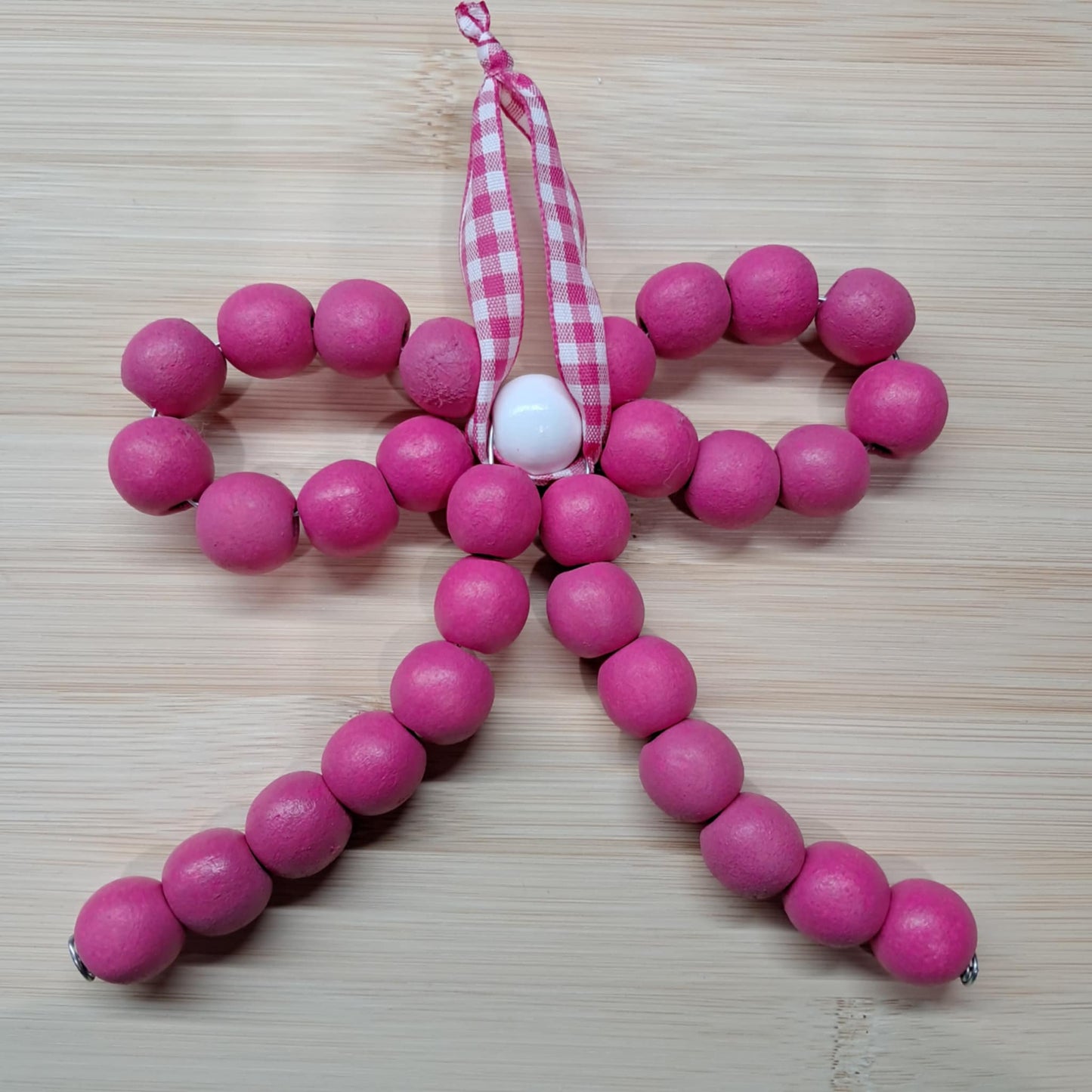 Wood Bead Bow Ornament – Handmade Farmhouse Christmas Decor